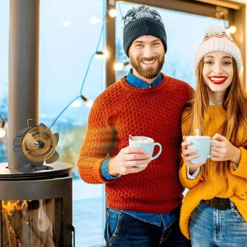 (image for) 5 Blade Heat Powered Wood Stove Fan Fireplace Fan Furnace Air Blower for Wood/Log Burner/Fireplace Eco Friendly Fan-DY385A